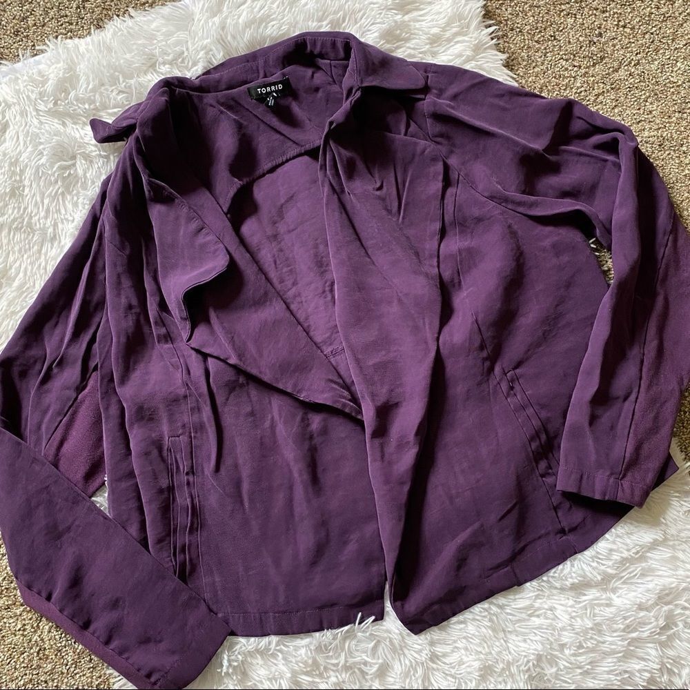 Torrid Open Drape Front Purple Cardigan Jacket Women’s Plus Size 1X